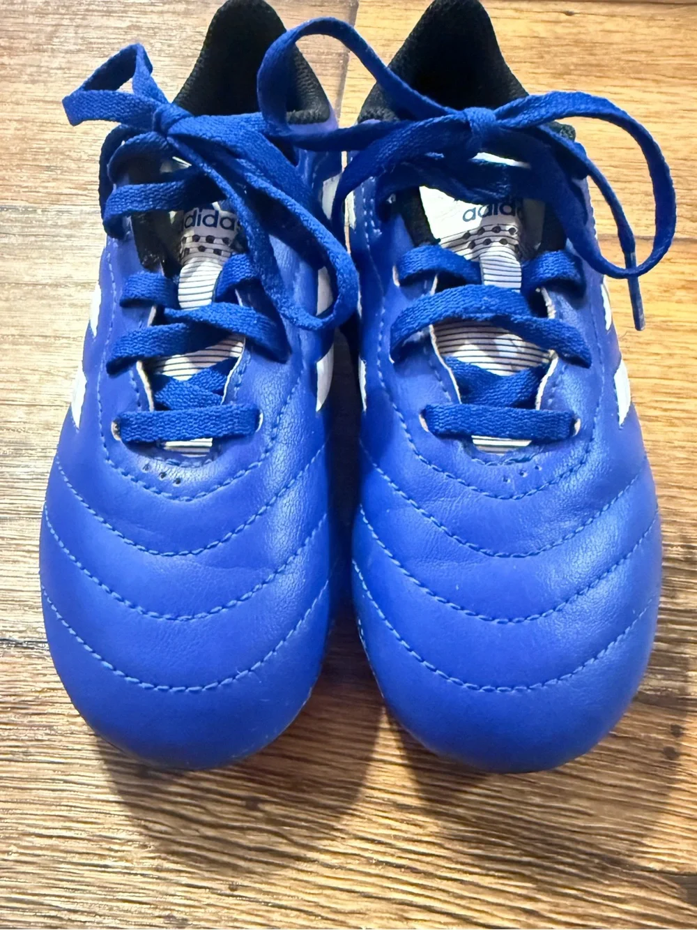 Adidas Kids Blue Soccer cleats with White Stripes- size: 12